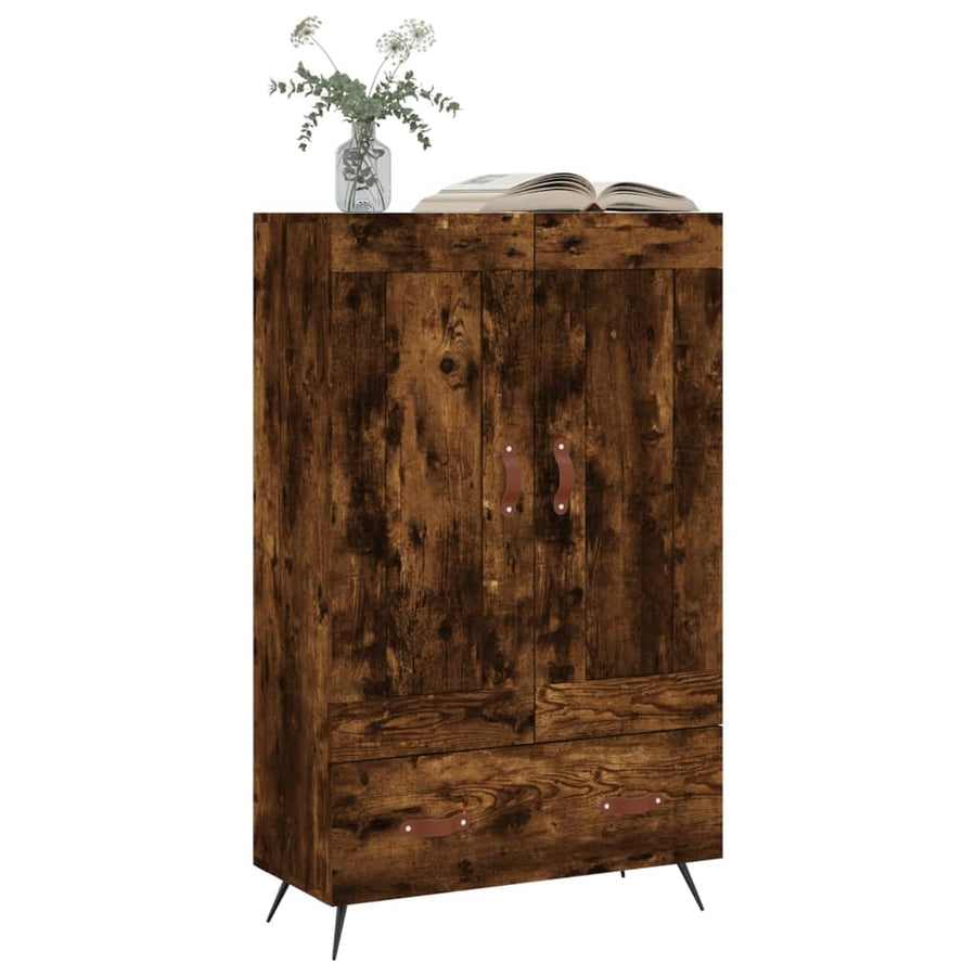 Hoge Kast 69,5X31X115 Cm Bewerkt Hout Gerookt Eikenkleurig