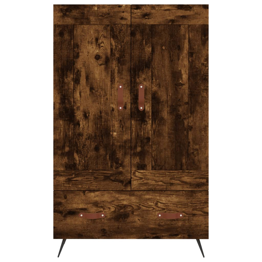 Hoge Kast 69,5X31X115 Cm Bewerkt Hout Gerookt Eikenkleurig