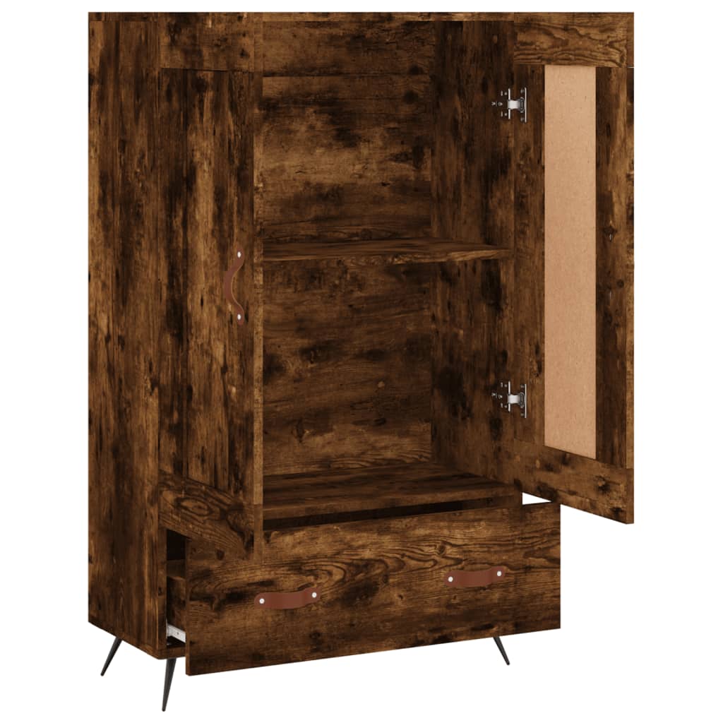 Hoge Kast 69,5X31X115 Cm Bewerkt Hout Gerookt Eikenkleurig