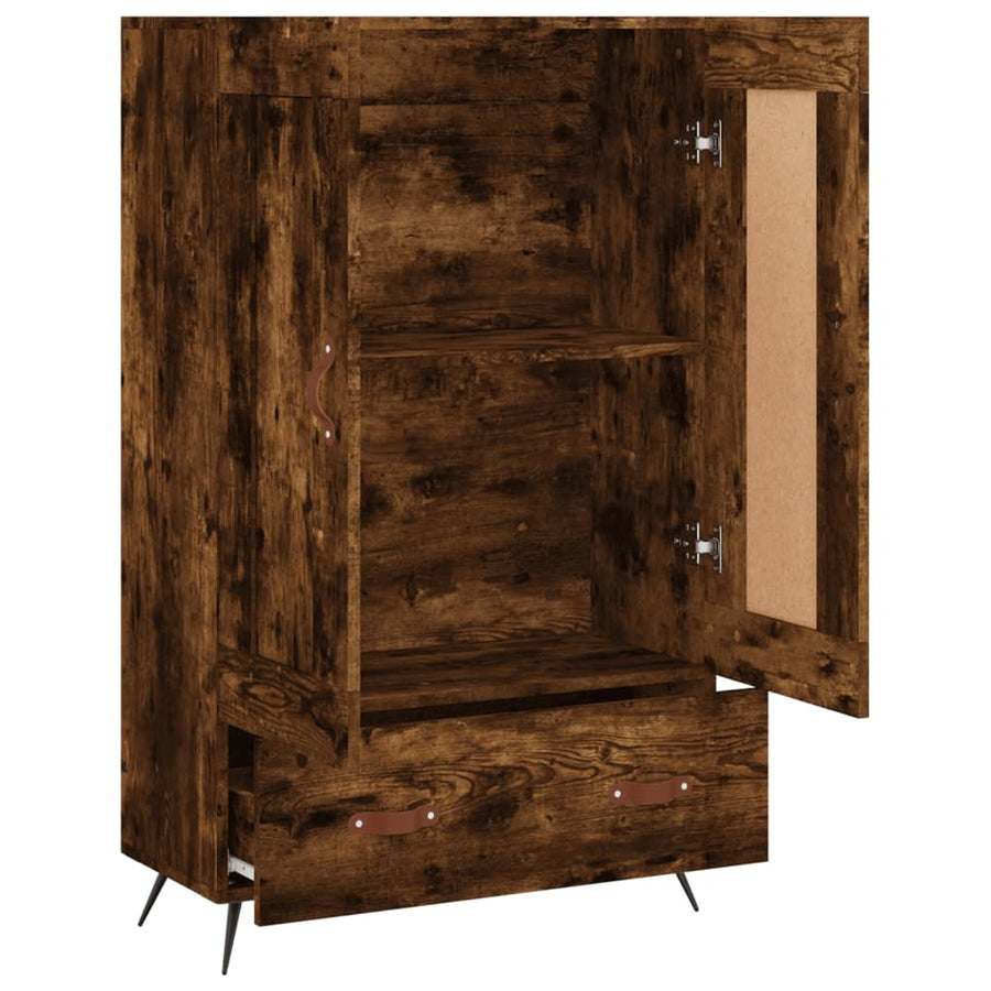 Hoge Kast 69,5X31X115 Cm Bewerkt Hout Gerookt Eikenkleurig