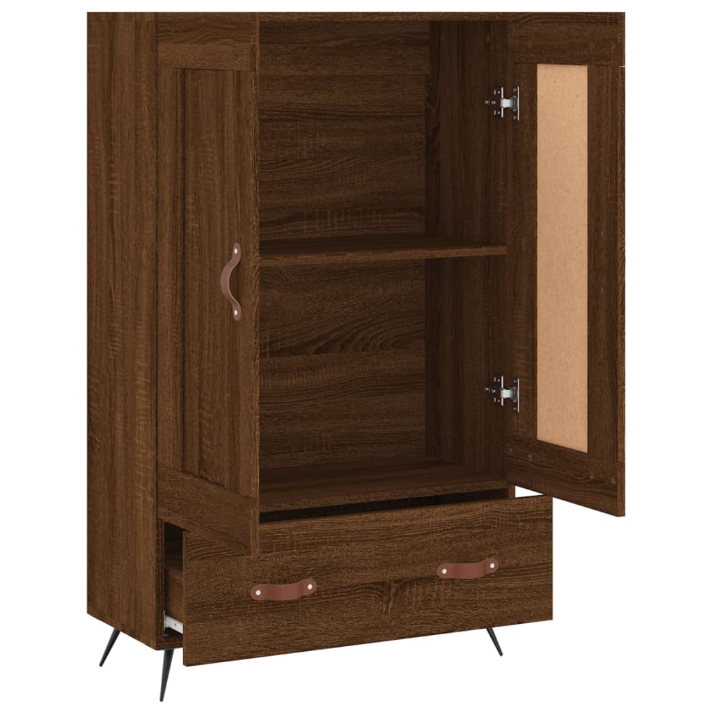 Hoge Kast 69,5X31X115 Cm Bewerkt Hout Bruin Eikenkleur