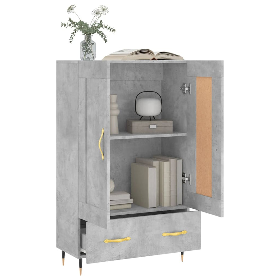 Hoge Kast 69,5X31X115 Cm Bewerkt Hout Betongrijs