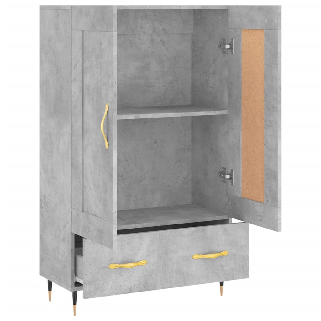 Hoge Kast 69,5X31X115 Cm Bewerkt Hout Betongrijs