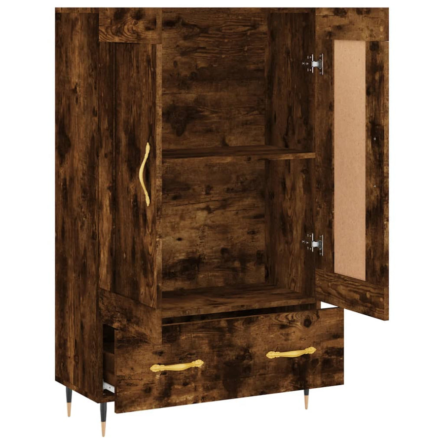 Hoge Kast 69,5X31X115 Cm Bewerkt Hout Gerookt Eikenkleurig