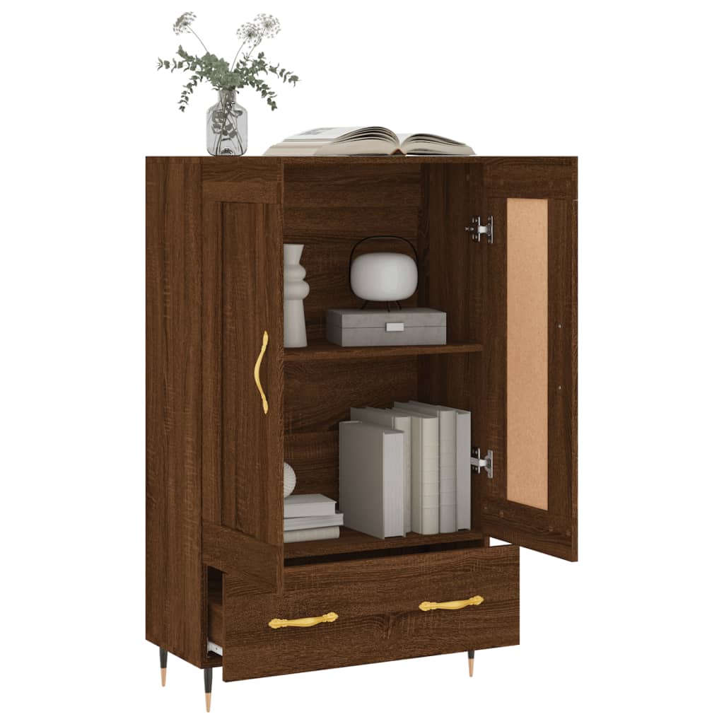Hoge Kast 69,5X31X115 Cm Bewerkt Hout Bruin Eikenkleur