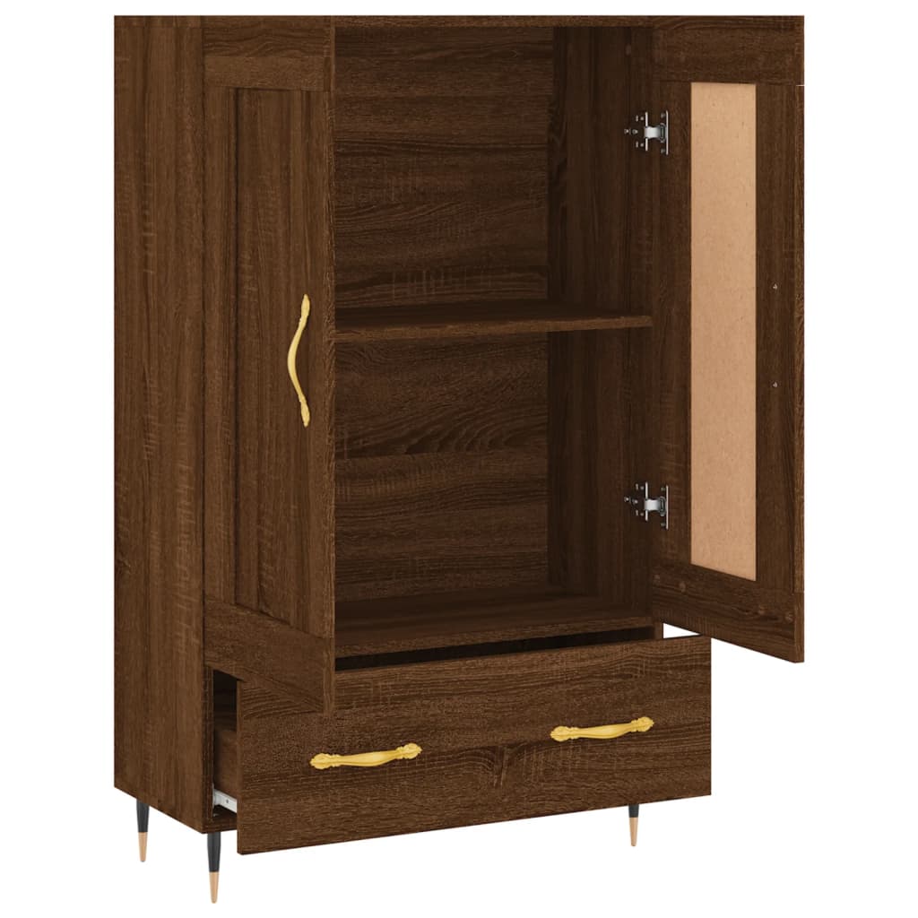Hoge Kast 69,5X31X115 Cm Bewerkt Hout Bruin Eikenkleur