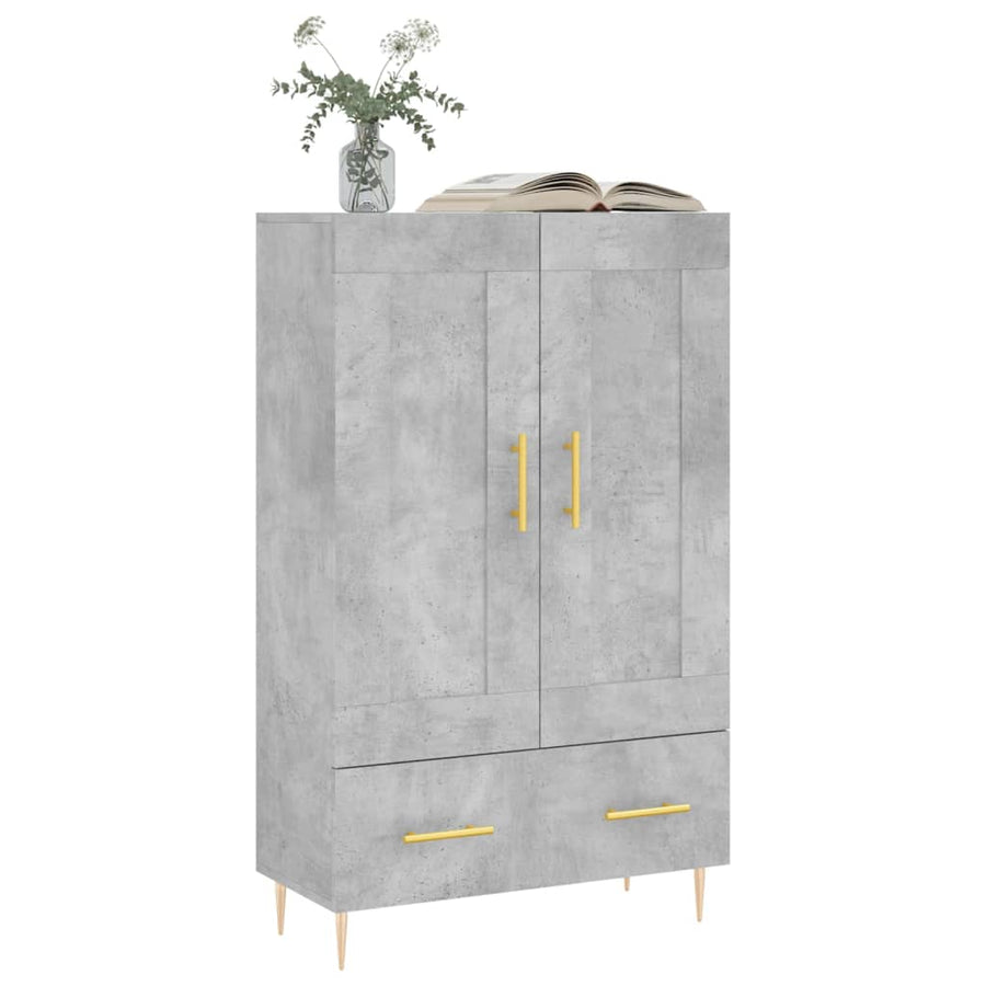 Hoge Kast 69,5X31X115 Cm Bewerkt Hout Betongrijs