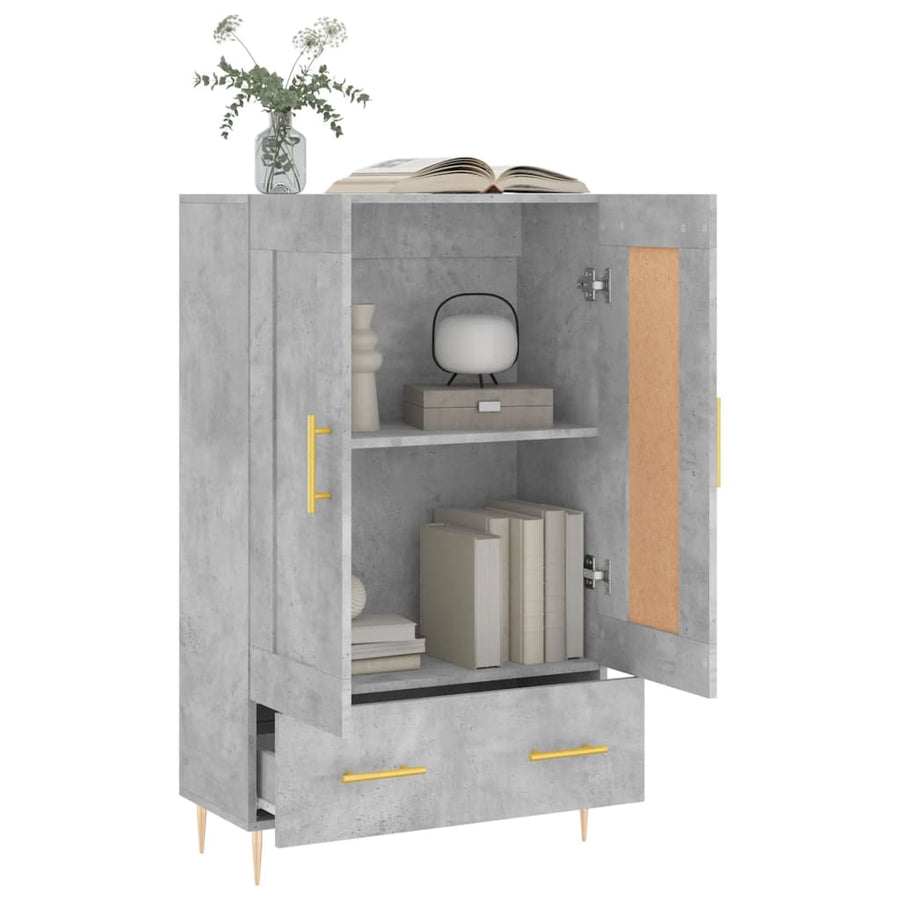 Hoge Kast 69,5X31X115 Cm Bewerkt Hout Betongrijs