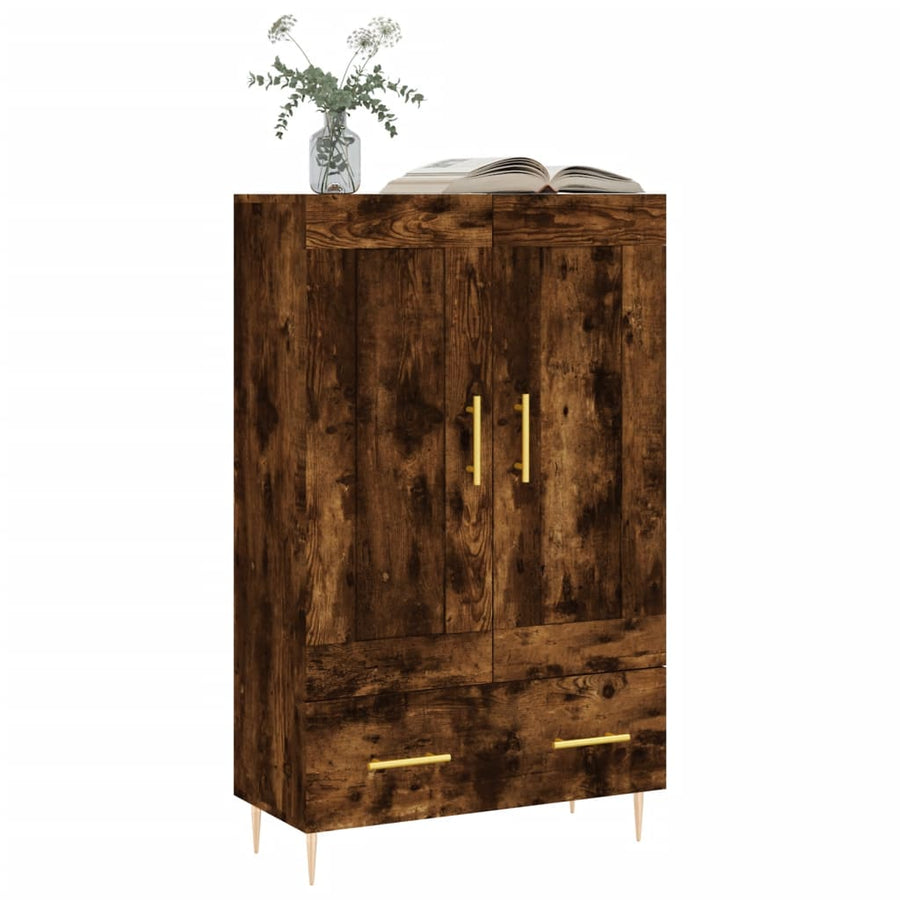 Hoge Kast 69,5X31X115 Cm Bewerkt Hout Gerookt Eikenkleurig