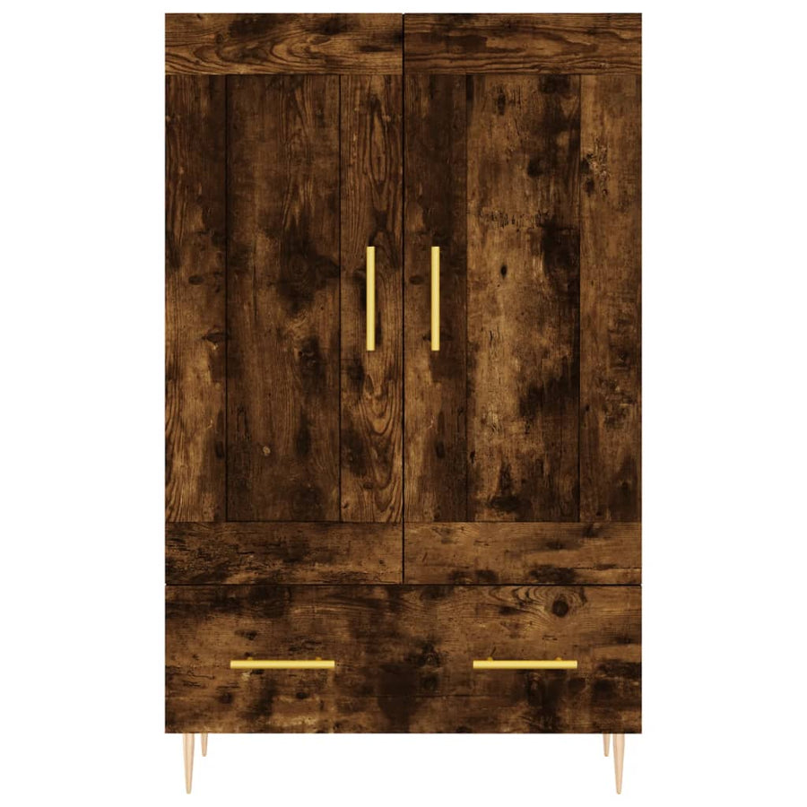Hoge Kast 69,5X31X115 Cm Bewerkt Hout Gerookt Eikenkleurig