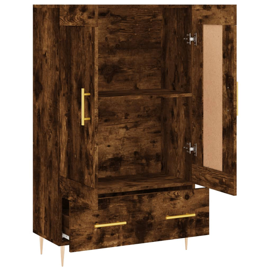 Hoge Kast 69,5X31X115 Cm Bewerkt Hout Gerookt Eikenkleurig