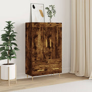 Hoge kast 69,5x31x115 cm bewerkt hout gerookt eiken