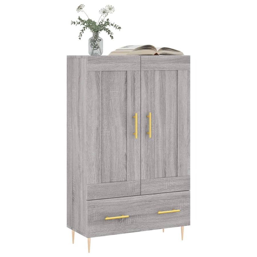 Hoge Kast 69,5X31X115 Cm Bewerkt Hout Eikenkleurig Grijs sonoma