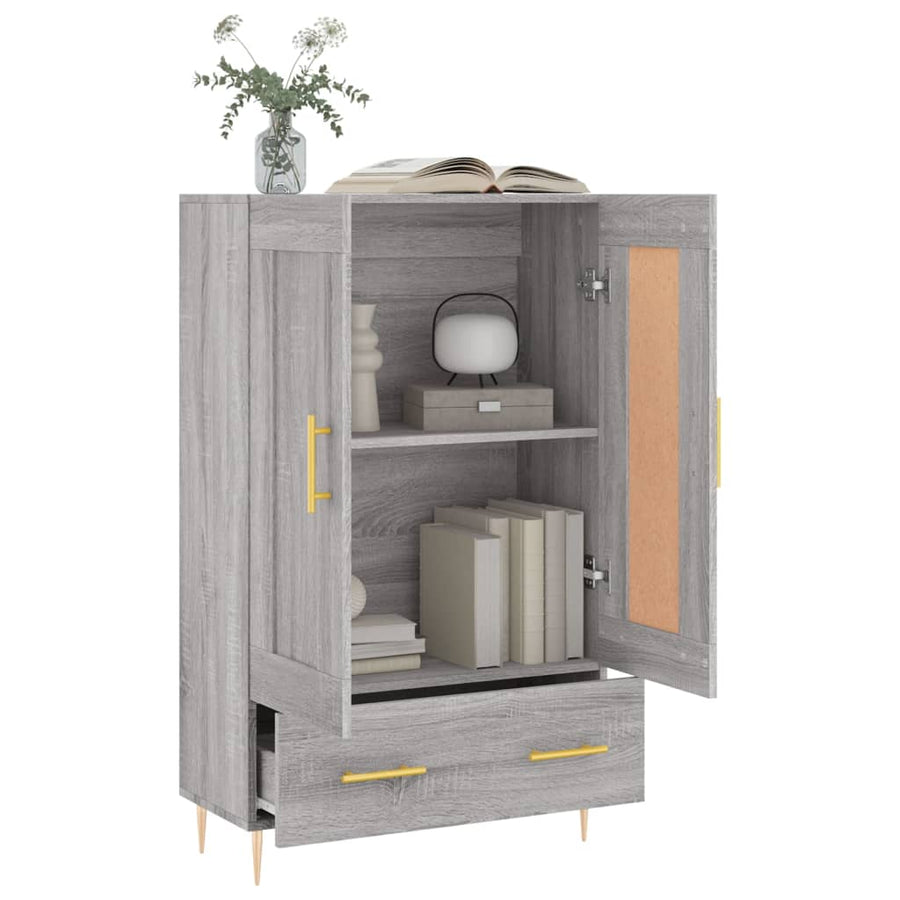 Hoge Kast 69,5X31X115 Cm Bewerkt Hout Eikenkleurig Grijs sonoma