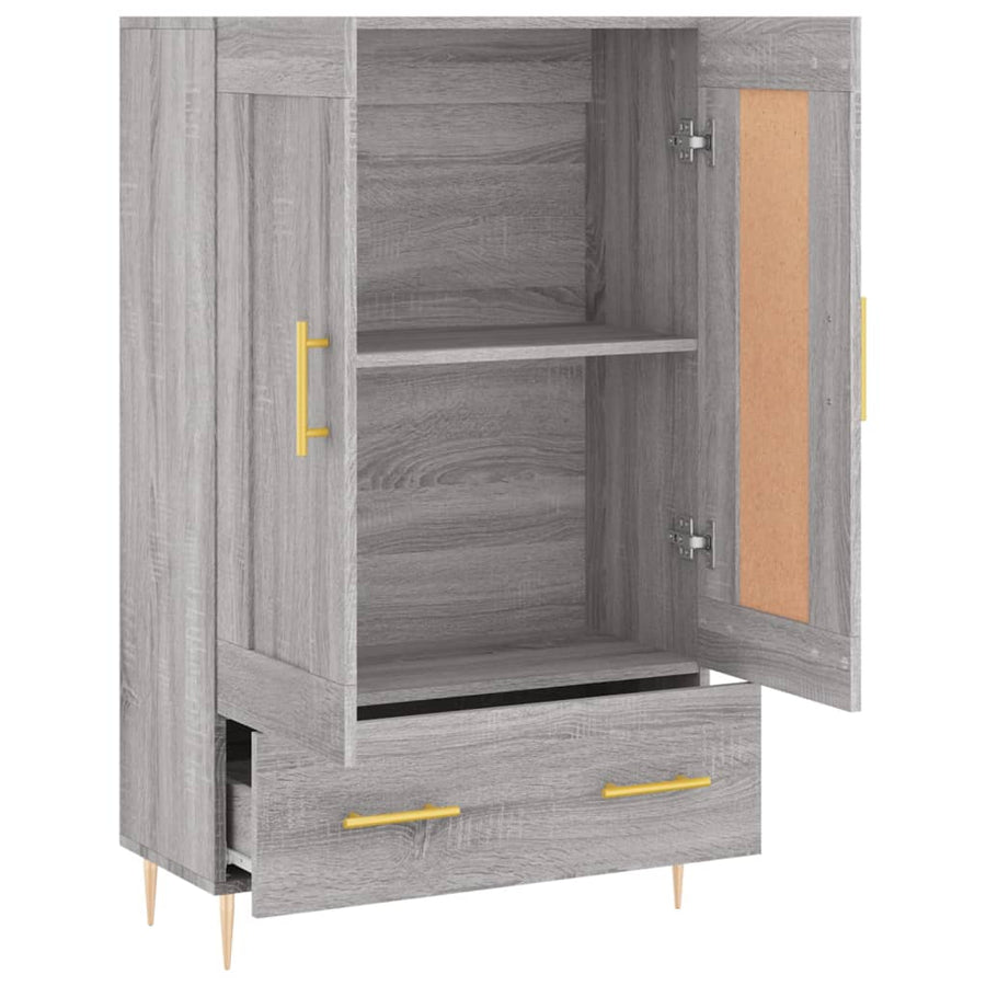 Hoge Kast 69,5X31X115 Cm Bewerkt Hout Eikenkleurig Grijs sonoma