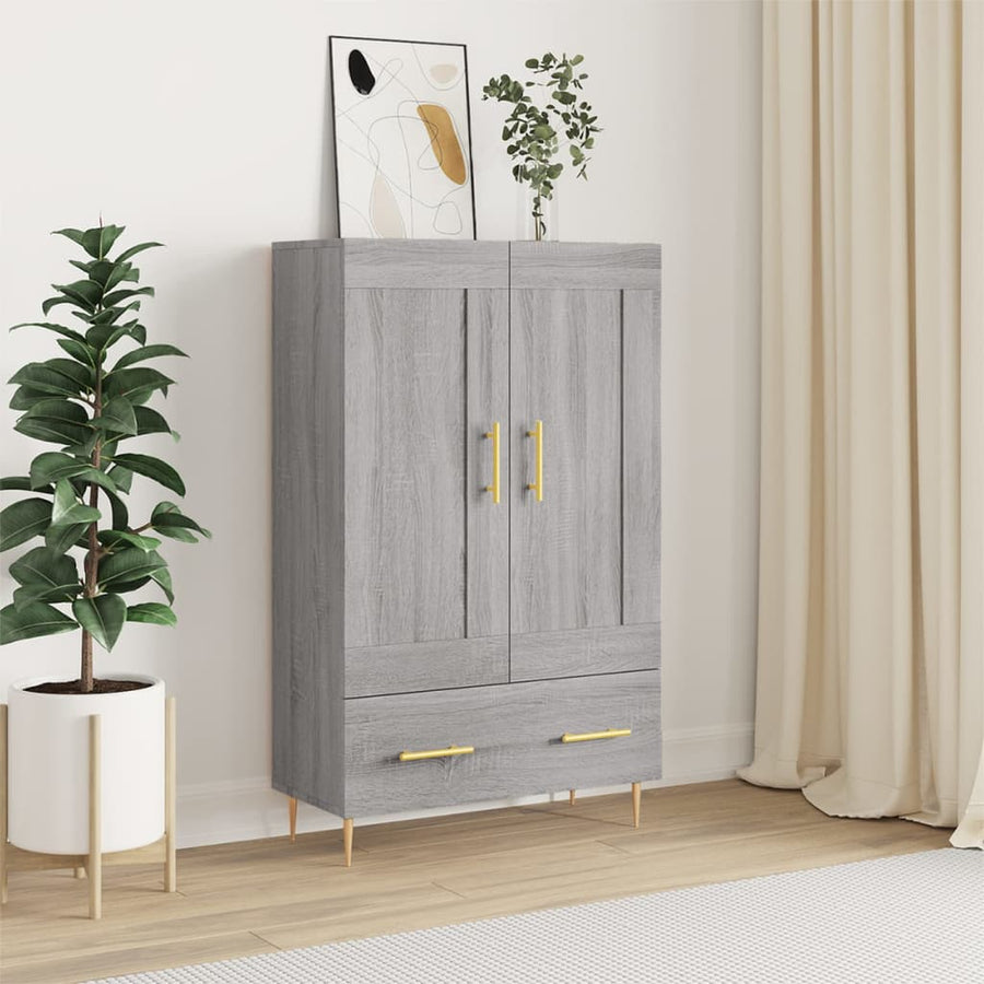 Hoge Kast 69,5X31X115 Cm Bewerkt Hout Eikenkleurig Grijs sonoma