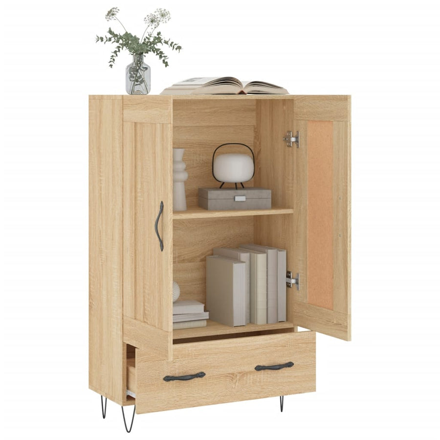 Hoge Kast 69,5X31X115 Cm Bewerkt Hout Kleurig Sonoma eiken