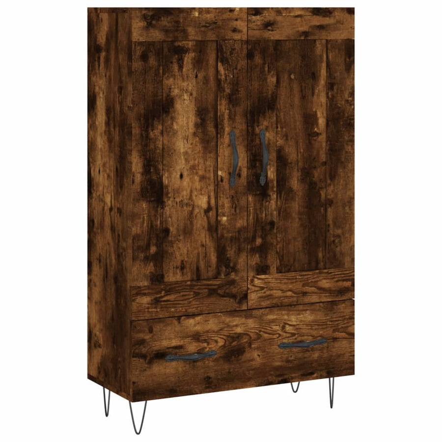 Hoge Kast 69,5X31X115 Cm Bewerkt Hout Gerookt Eikenkleurig