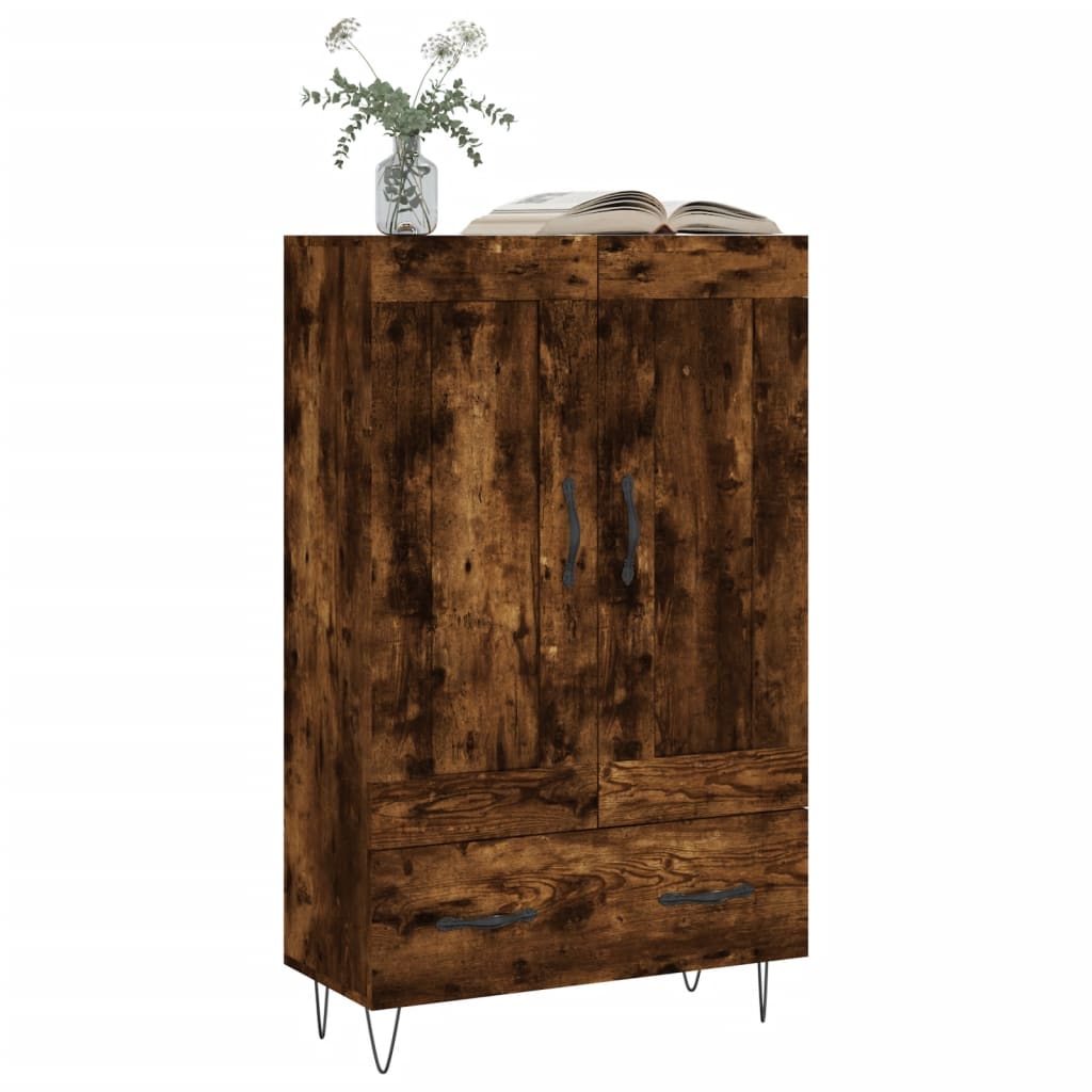 Hoge Kast 69,5X31X115 Cm Bewerkt Hout Gerookt Eikenkleurig