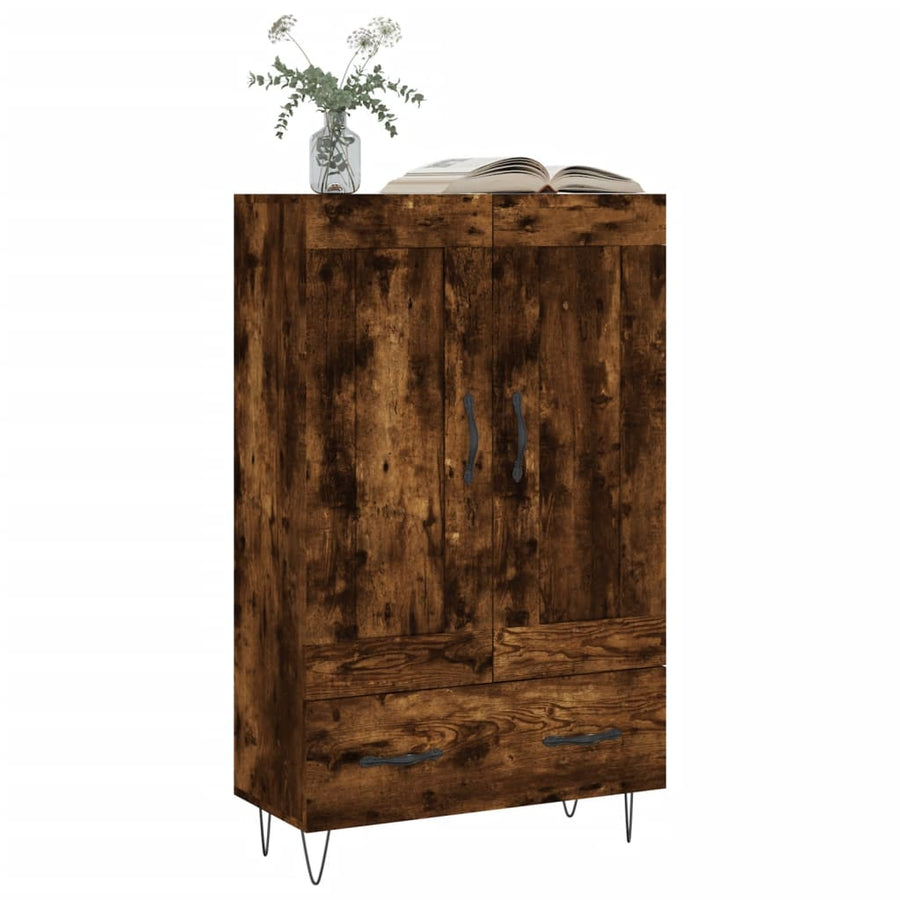 Hoge Kast 69,5X31X115 Cm Bewerkt Hout Gerookt Eikenkleurig