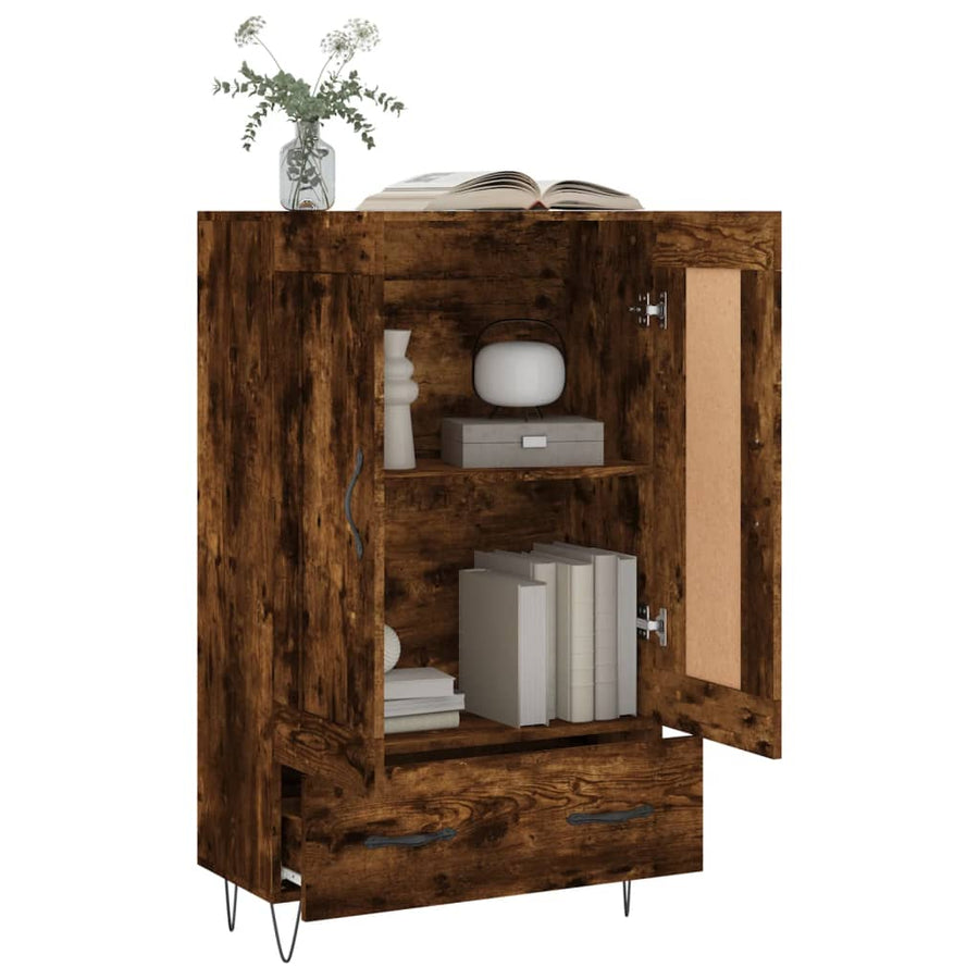 Hoge Kast 69,5X31X115 Cm Bewerkt Hout Gerookt Eikenkleurig