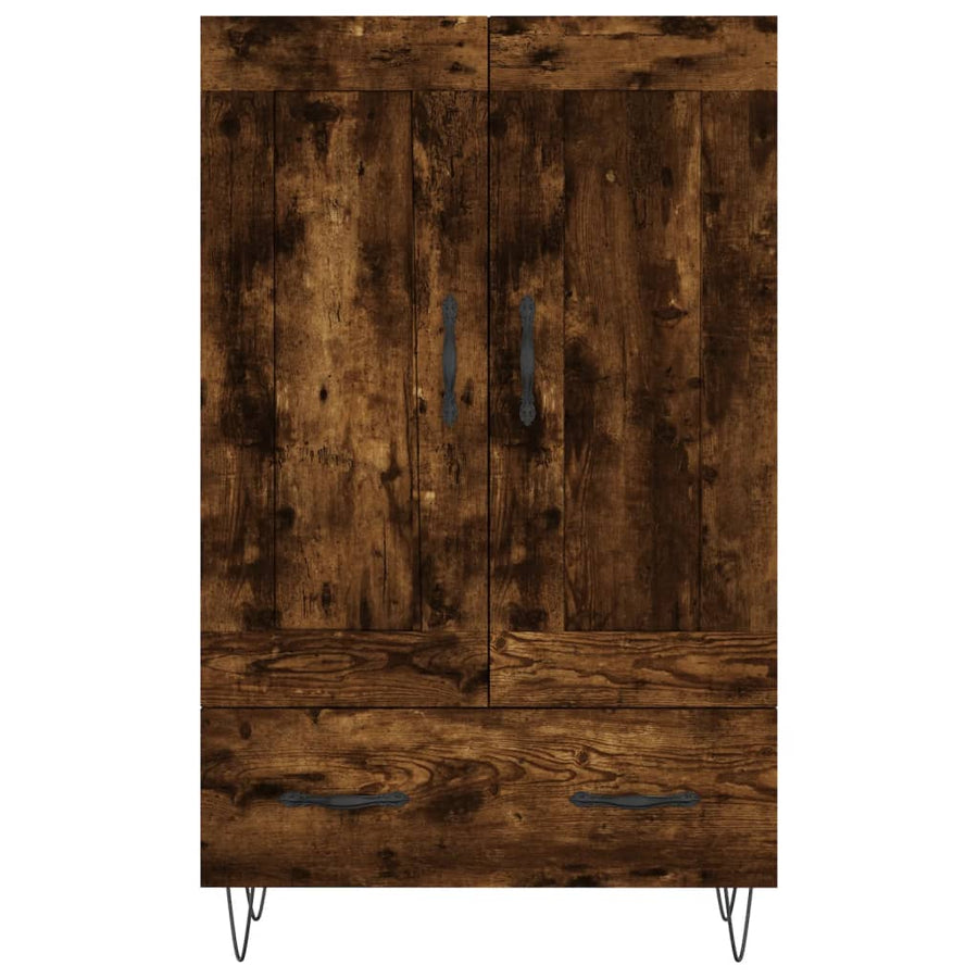 Hoge Kast 69,5X31X115 Cm Bewerkt Hout Gerookt Eikenkleurig