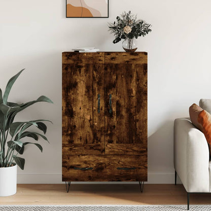 Hoge Kast 69,5X31X115 Cm Bewerkt Hout Gerookt Eikenkleurig