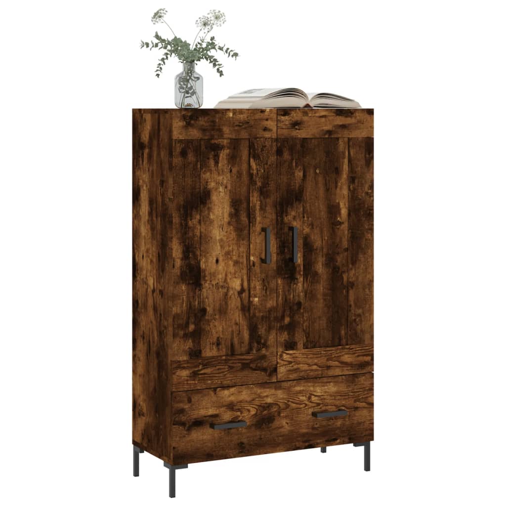 Hoge Kast 69,5X31X115 Cm Bewerkt Hout Gerookt Eikenkleurig