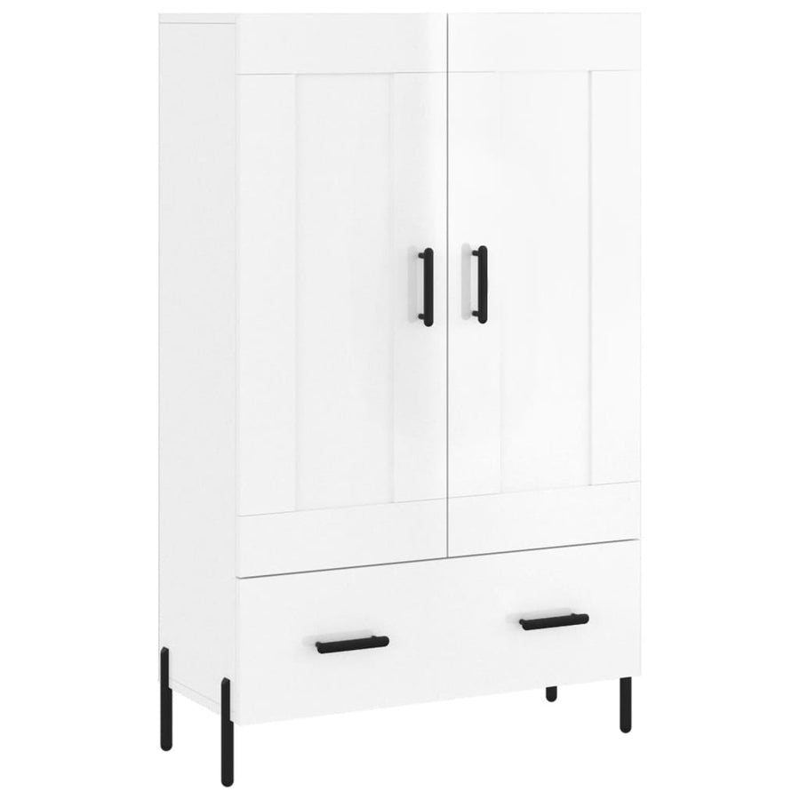 Hoge Kast 69,5X31X115 Cm Bewerkt Hout Hoogglans Wit