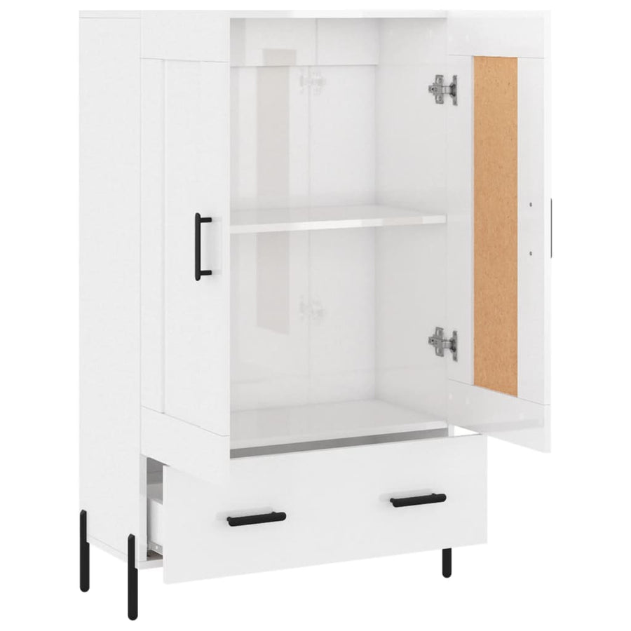 Hoge Kast 69,5X31X115 Cm Bewerkt Hout Hoogglans Wit