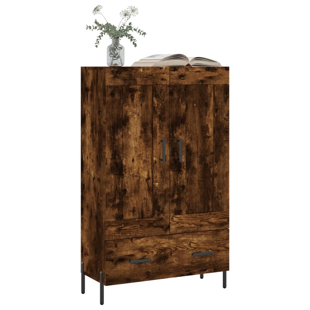 Hoge Kast 69,5X31X115 Cm Bewerkt Hout Gerookt Eikenkleurig
