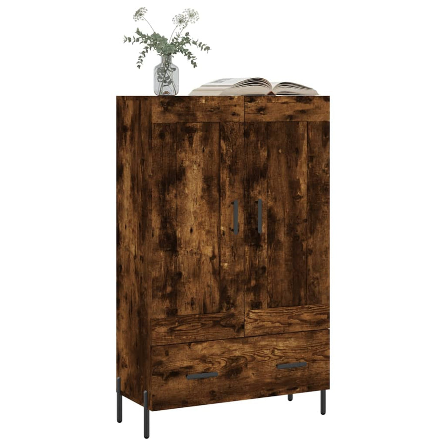 Hoge Kast 69,5X31X115 Cm Bewerkt Hout Gerookt Eikenkleurig