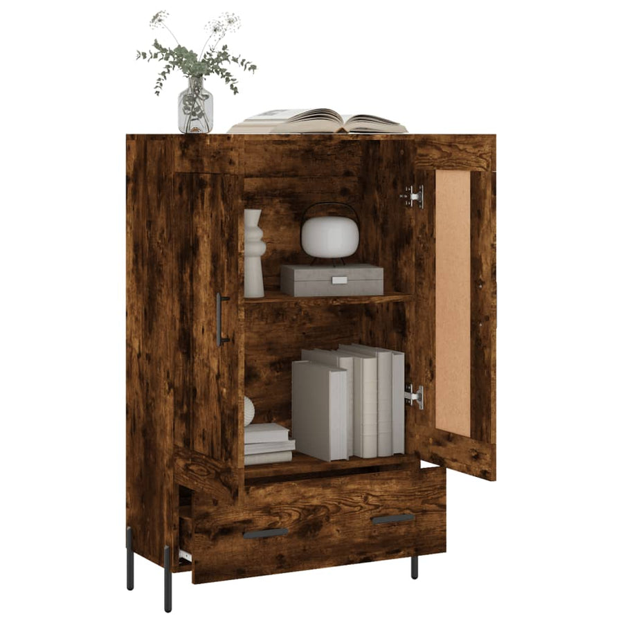 Hoge Kast 69,5X31X115 Cm Bewerkt Hout Gerookt Eikenkleurig