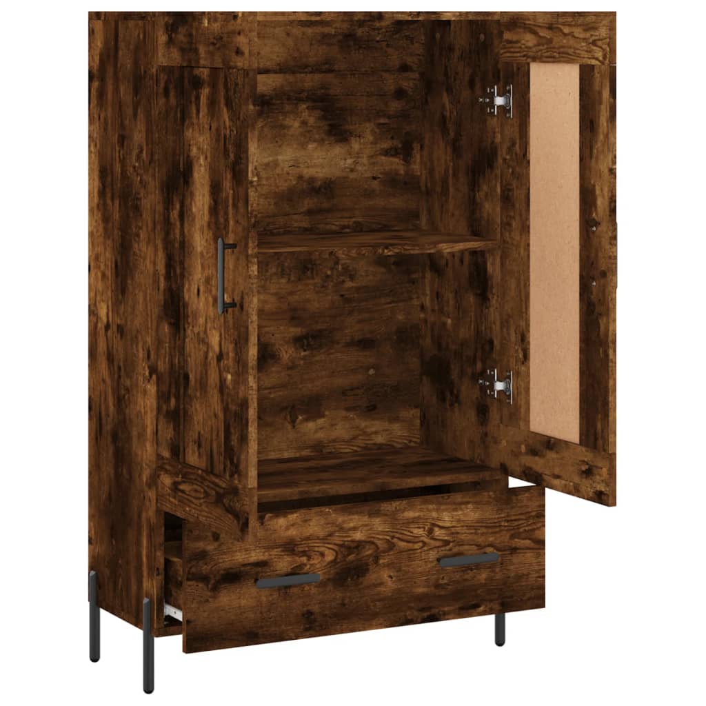 Hoge Kast 69,5X31X115 Cm Bewerkt Hout Gerookt Eikenkleurig