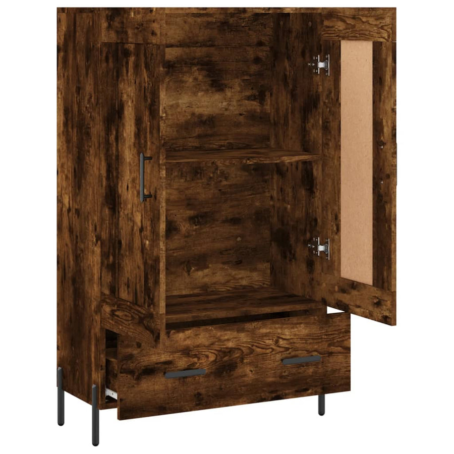 Hoge Kast 69,5X31X115 Cm Bewerkt Hout Gerookt Eikenkleurig