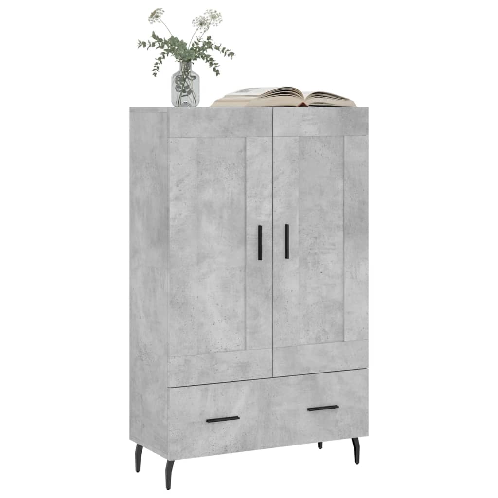 Hoge Kast 69,5X31X115 Cm Bewerkt Hout Betongrijs
