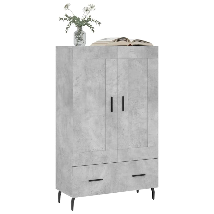 Hoge Kast 69,5X31X115 Cm Bewerkt Hout Betongrijs