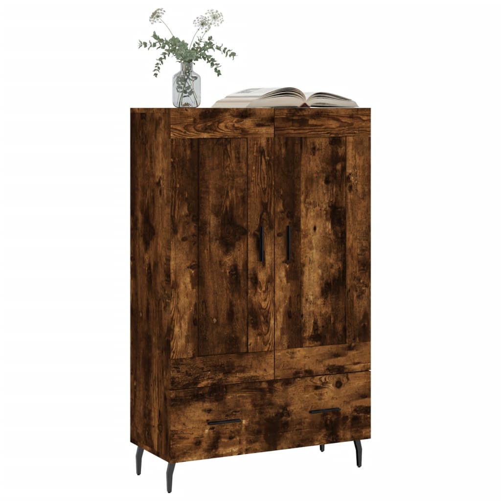 Hoge Kast 69,5X31X115 Cm Bewerkt Hout Kleurig Gerookt eiken
