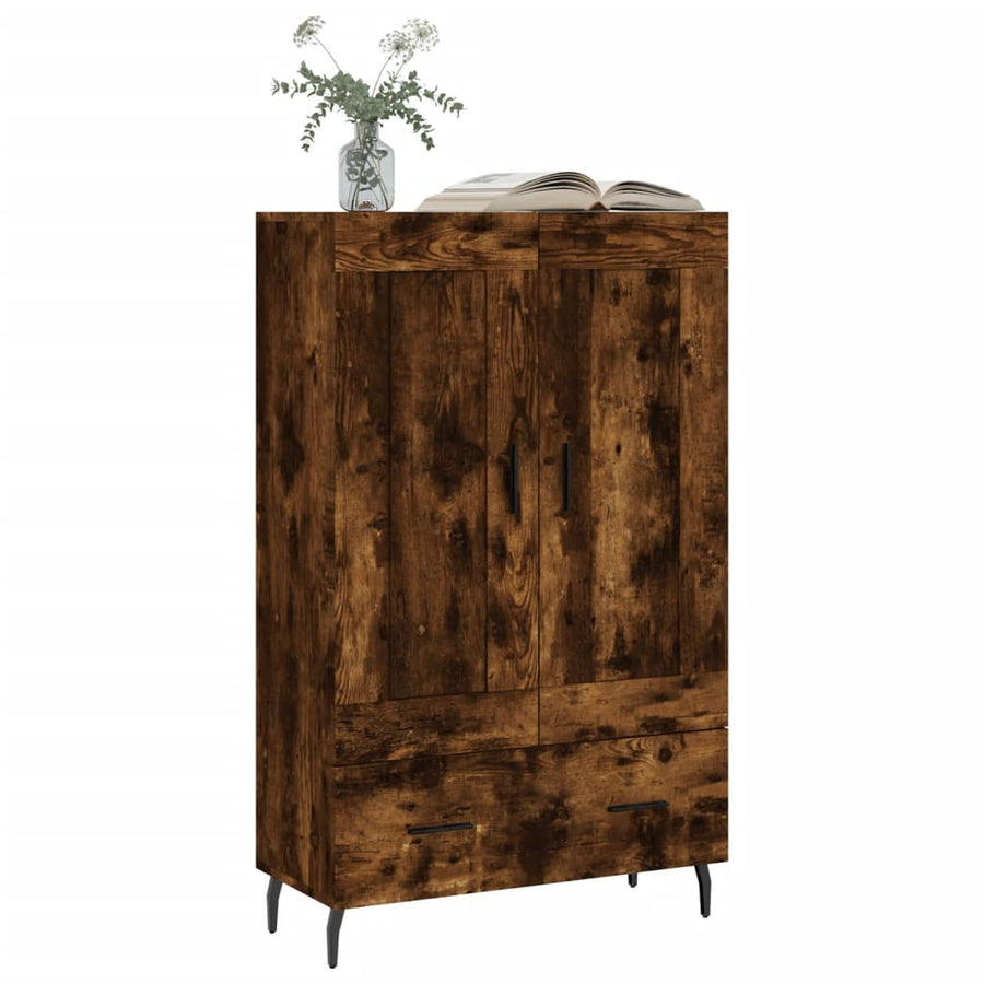 Hoge Kast 69,5X31X115 Cm Bewerkt Hout Kleurig Gerookt eiken