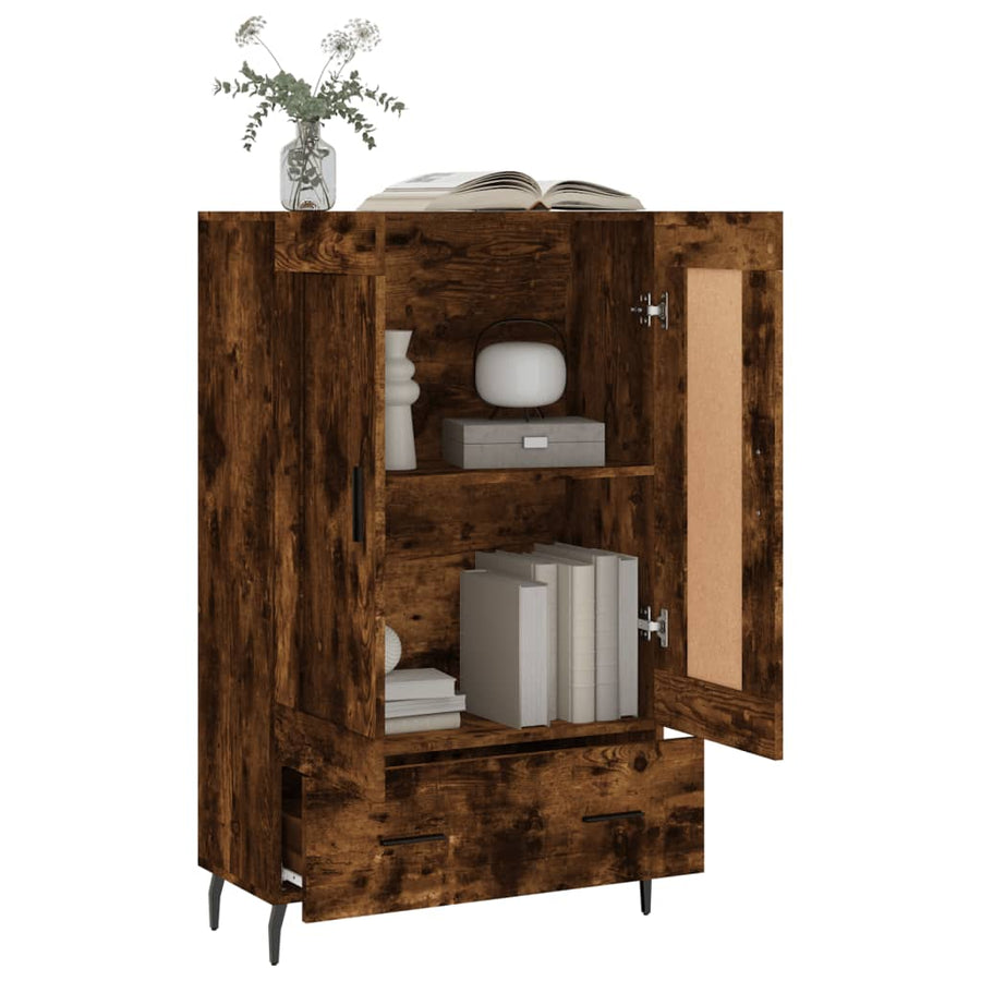 Hoge Kast 69,5X31X115 Cm Bewerkt Hout Kleurig Gerookt eiken