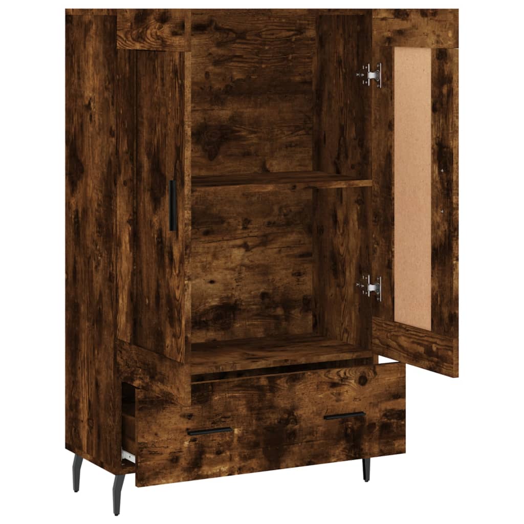 Hoge Kast 69,5X31X115 Cm Bewerkt Hout Kleurig Gerookt eiken