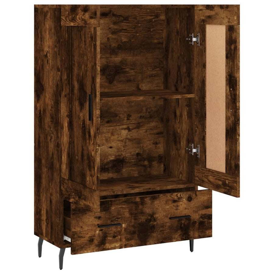 Hoge Kast 69,5X31X115 Cm Bewerkt Hout Kleurig Gerookt eiken