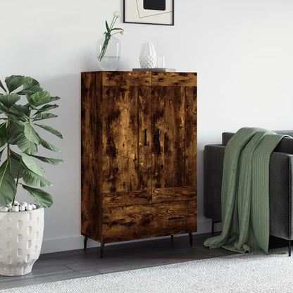 Hoge Kast 69,5X31X115 Cm Bewerkt Hout Kleurig Gerookt eiken