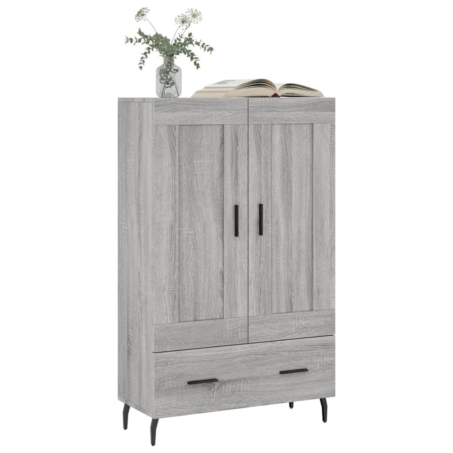 Hoge Kast 69,5X31X115 Cm Bewerkt Hout Eikenkleurig Grijs sonoma
