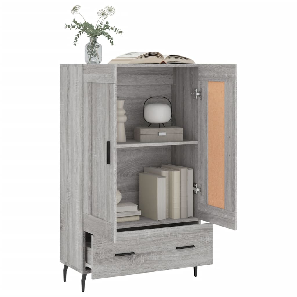Hoge Kast 69,5X31X115 Cm Bewerkt Hout Eikenkleurig Grijs sonoma