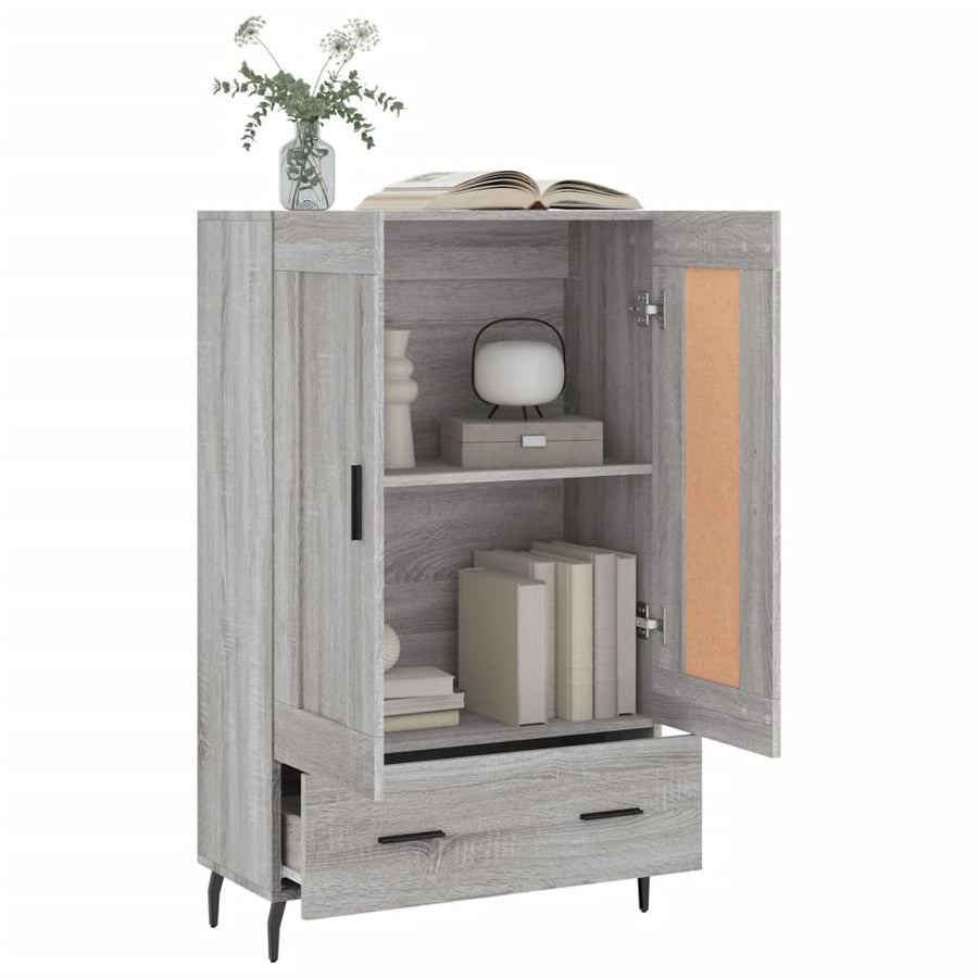 Hoge Kast 69,5X31X115 Cm Bewerkt Hout Eikenkleurig Grijs sonoma