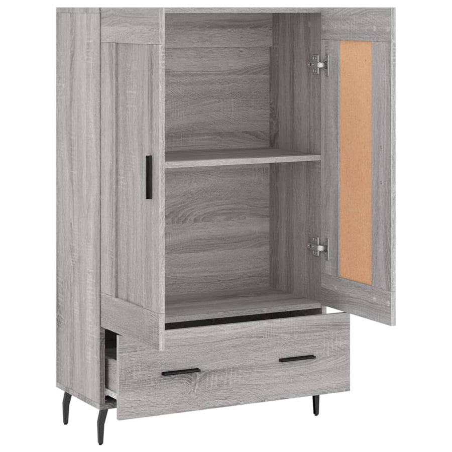Hoge Kast 69,5X31X115 Cm Bewerkt Hout Eikenkleurig Grijs sonoma