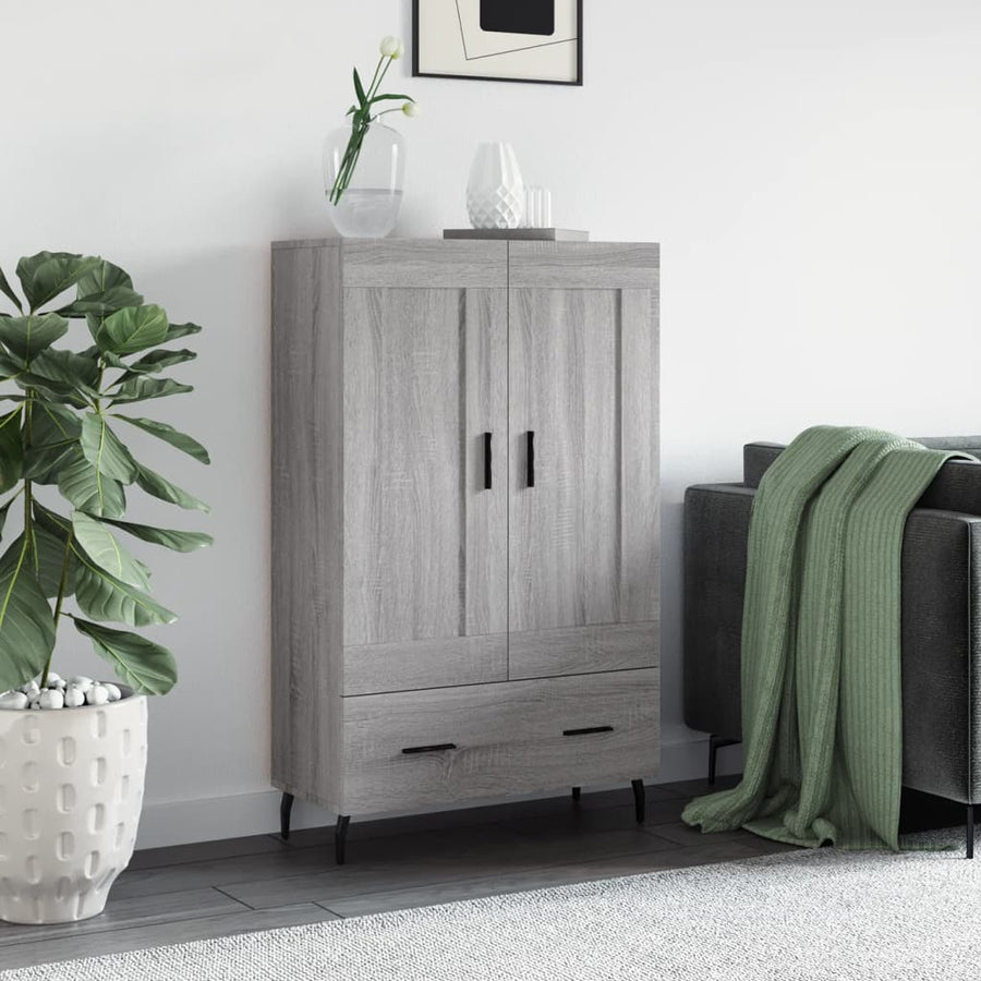 Hoge Kast 69,5X31X115 Cm Bewerkt Hout Eikenkleurig Grijs sonoma