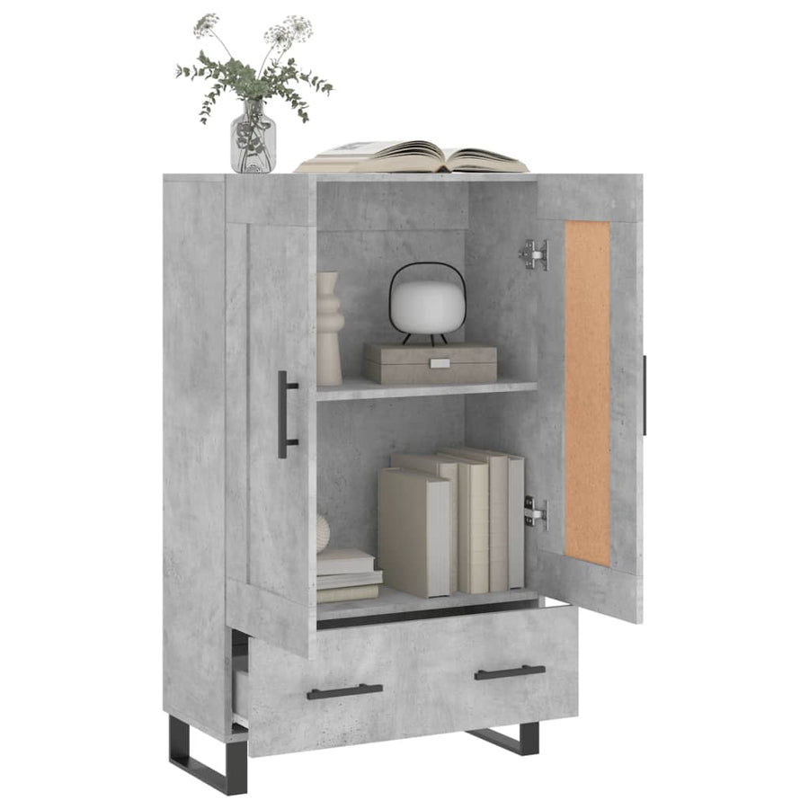 Hoge Kast 69,5X31X115 Cm Bewerkt Hout Betongrijs