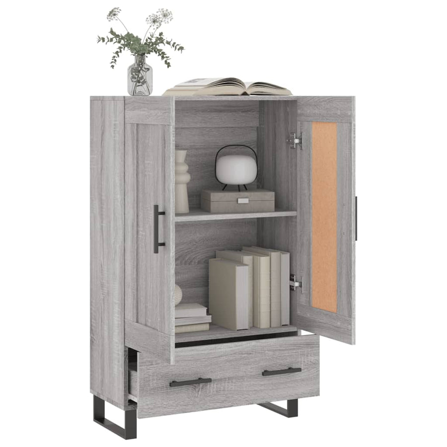 Hoge Kast 69,5X31X115 Cm Bewerkt Hout Eikenkleurig Grijs sonoma